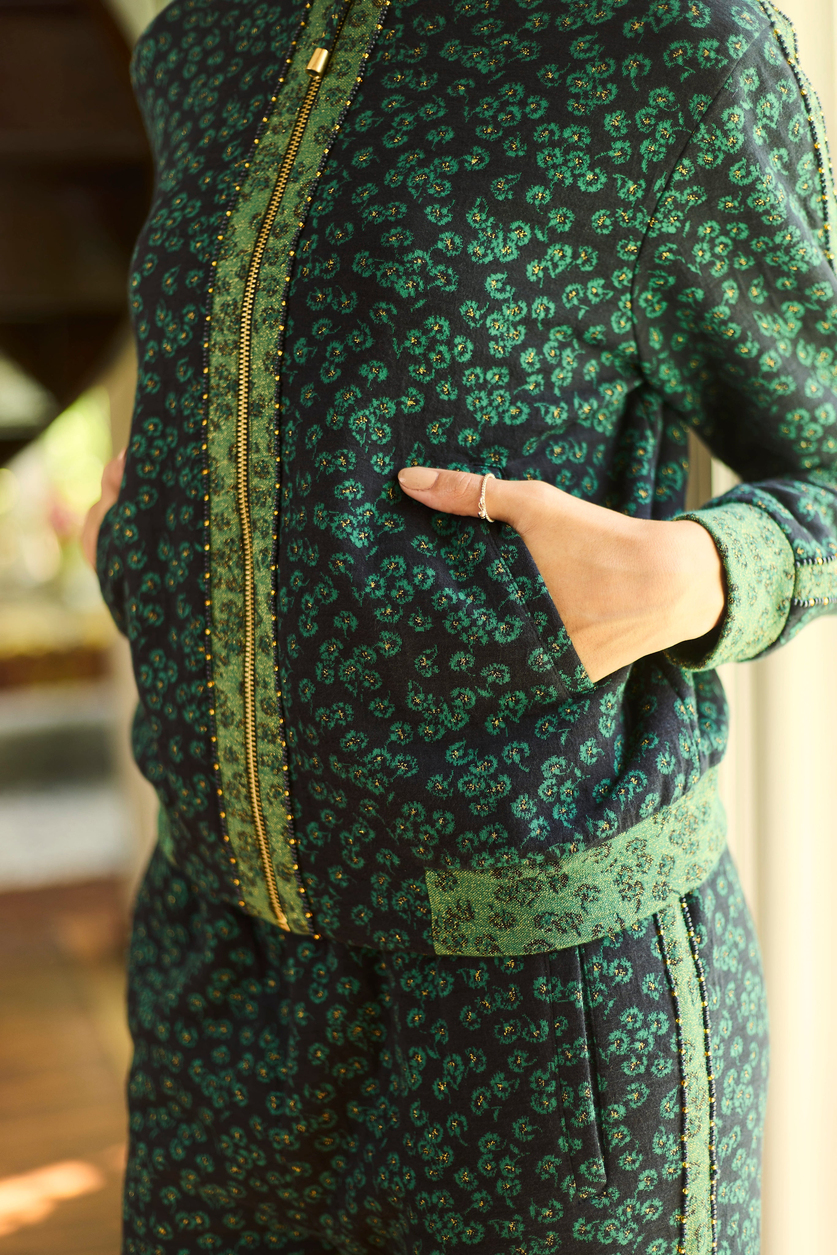 Isabelle Green Floral Track Jacket